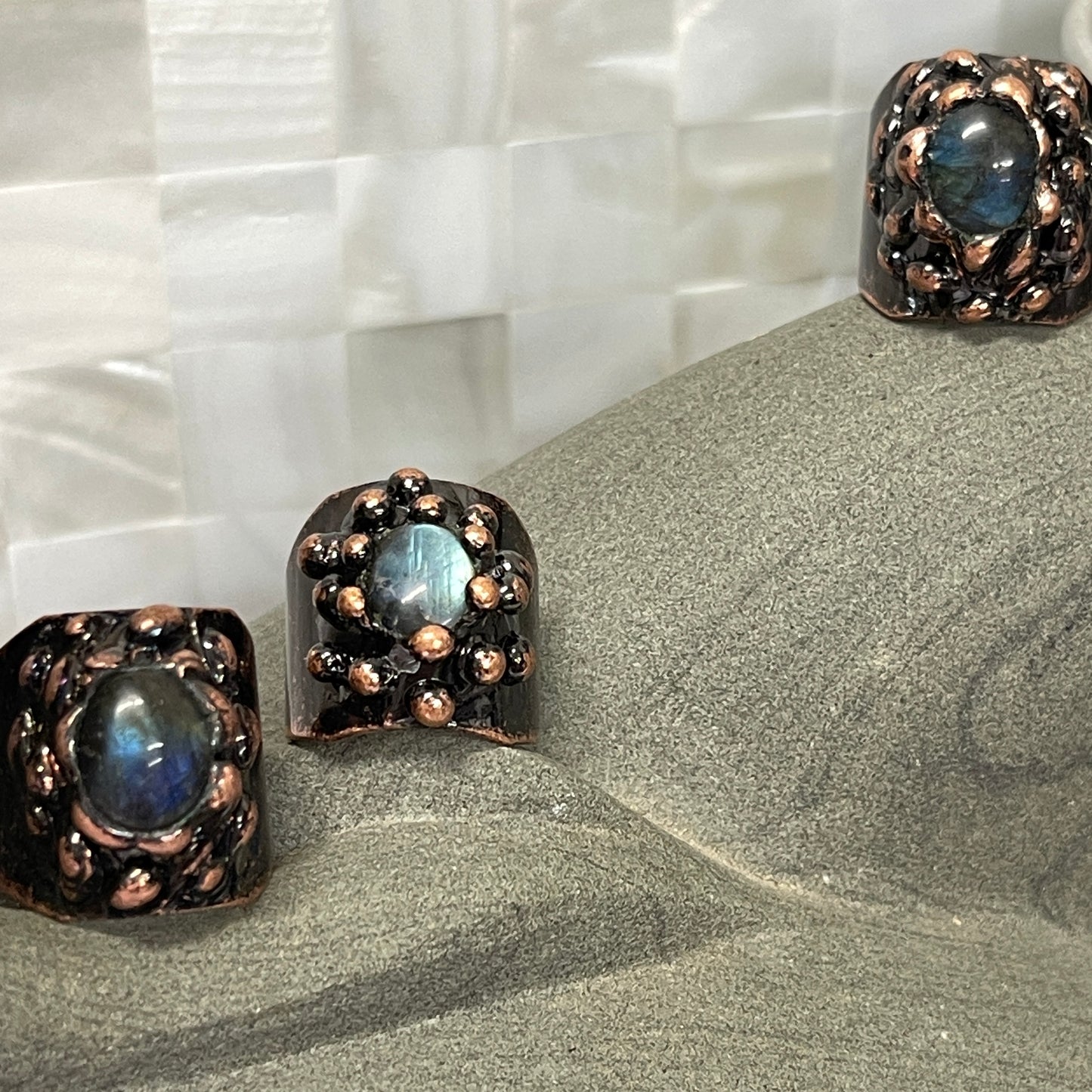 Copper Labradorite Shield Ring