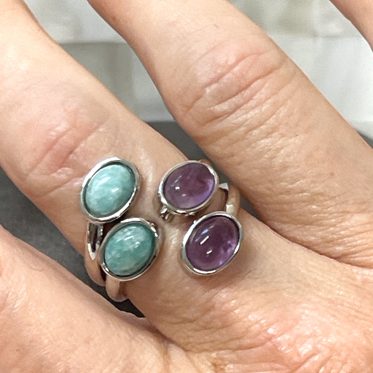 Soothing Amethyst and Amazonite Ring