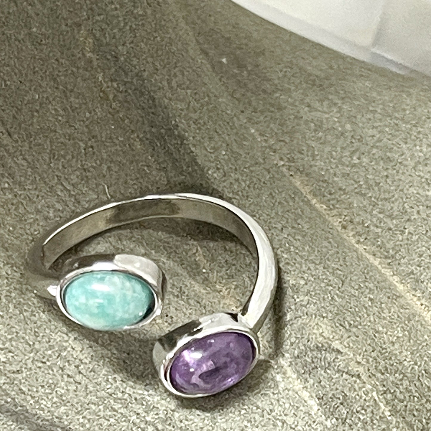 Soothing Amethyst and Amazonite Ring