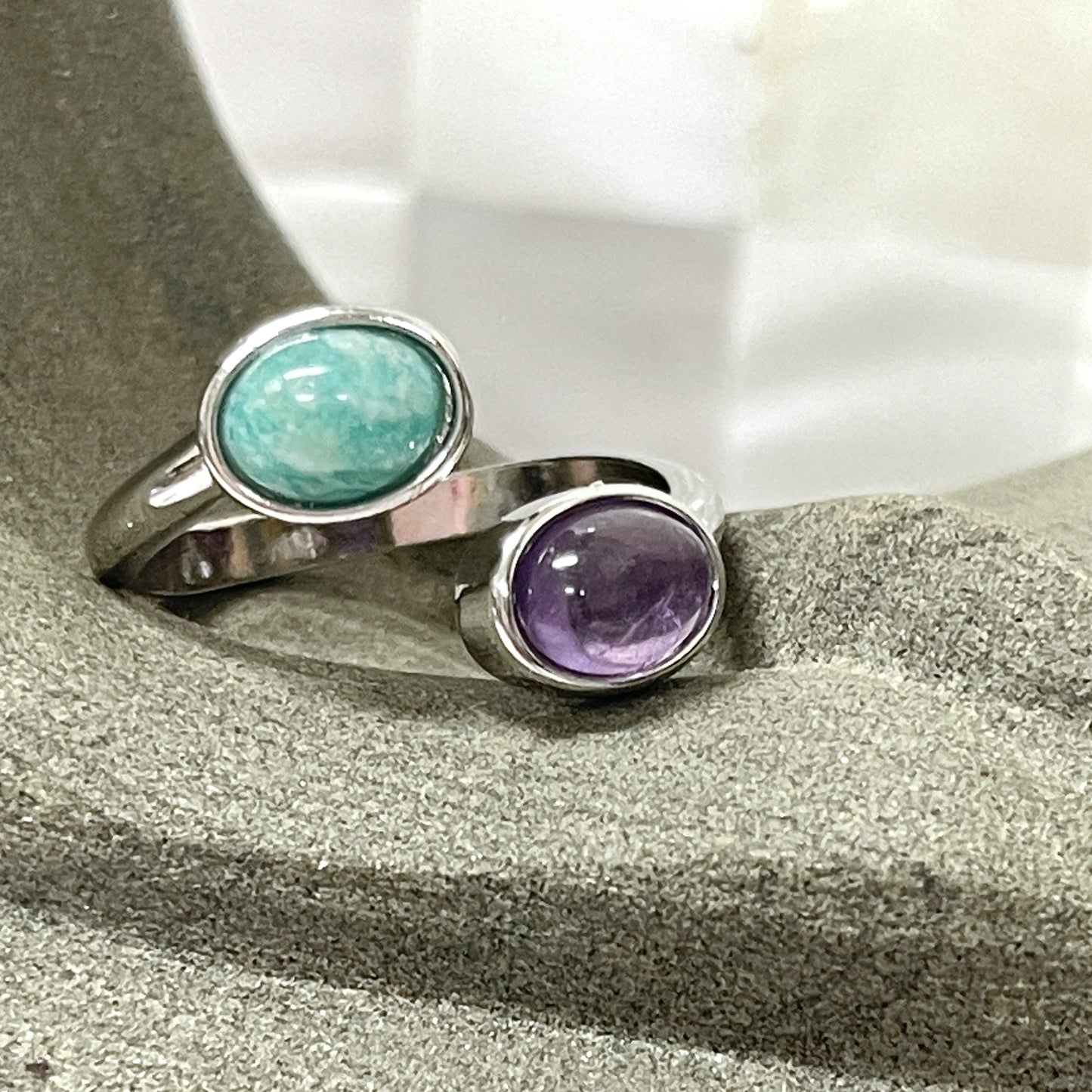 Soothing Amethyst and Amazonite Ring