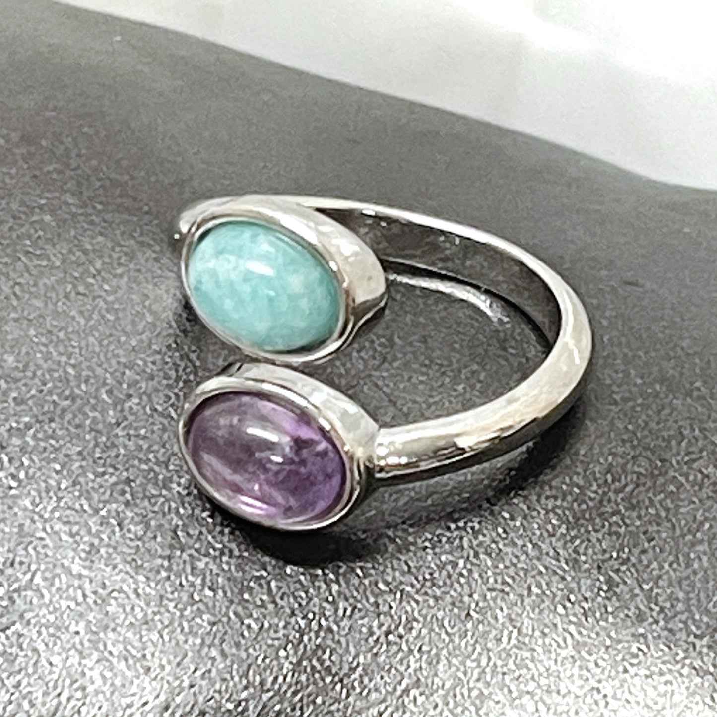 Soothing Amethyst and Amazonite Ring