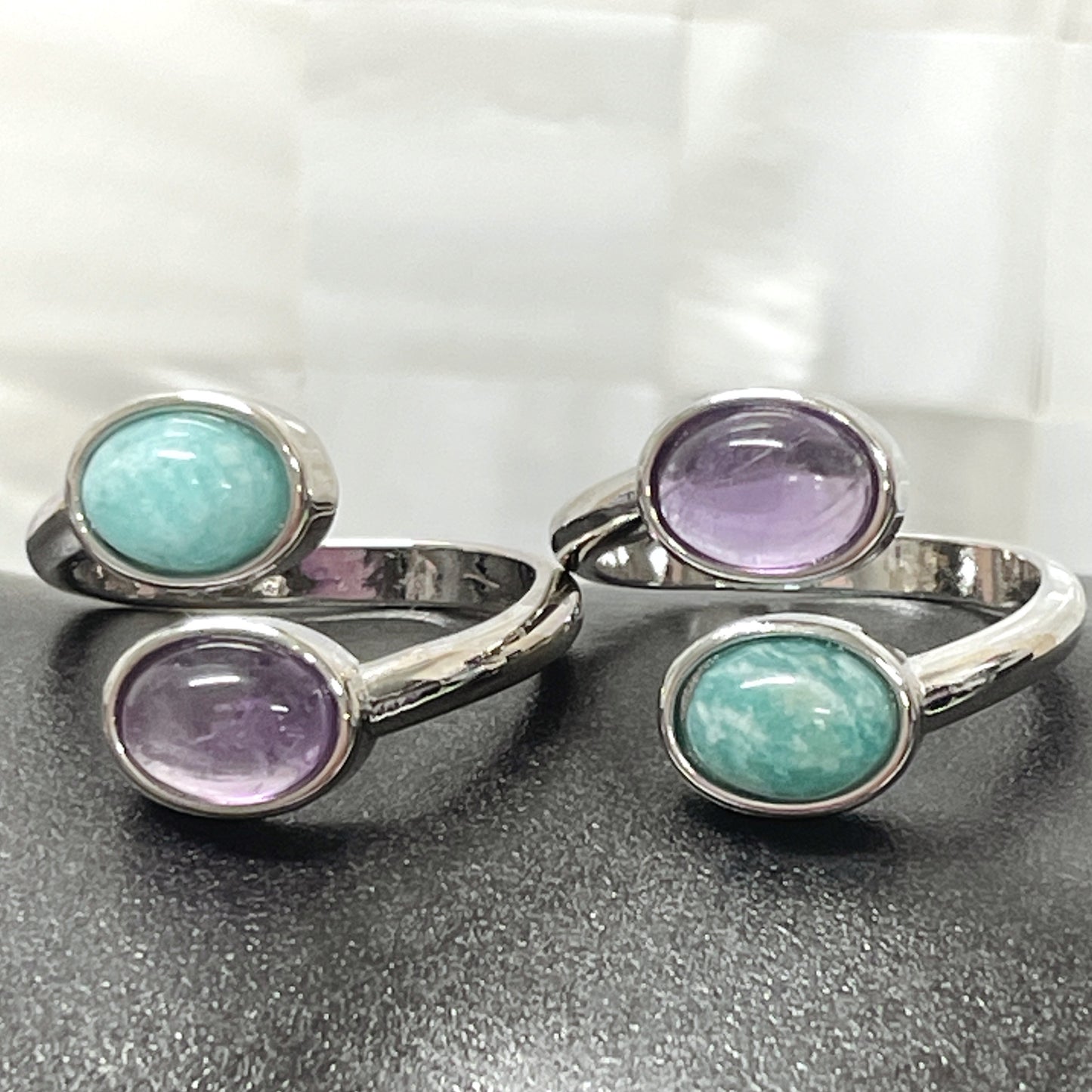 Soothing Amethyst and Amazonite Ring