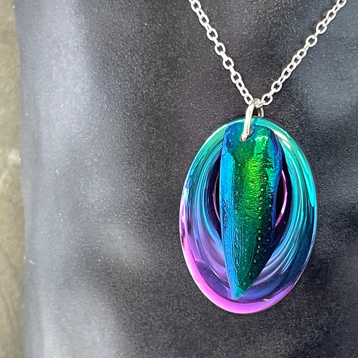 Rainbow Hematite Jewel Wing Necklace