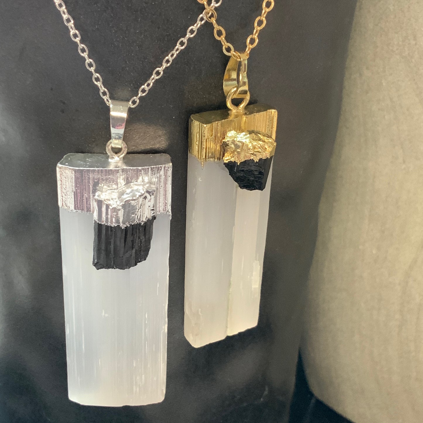 Black Tourmaline Selenite Necklace