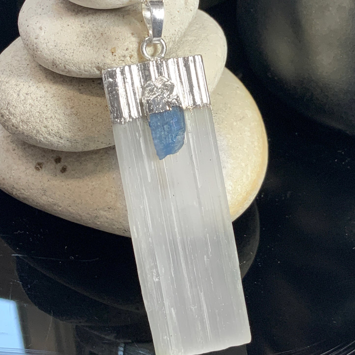 Blue Apatite Selenite Necklace