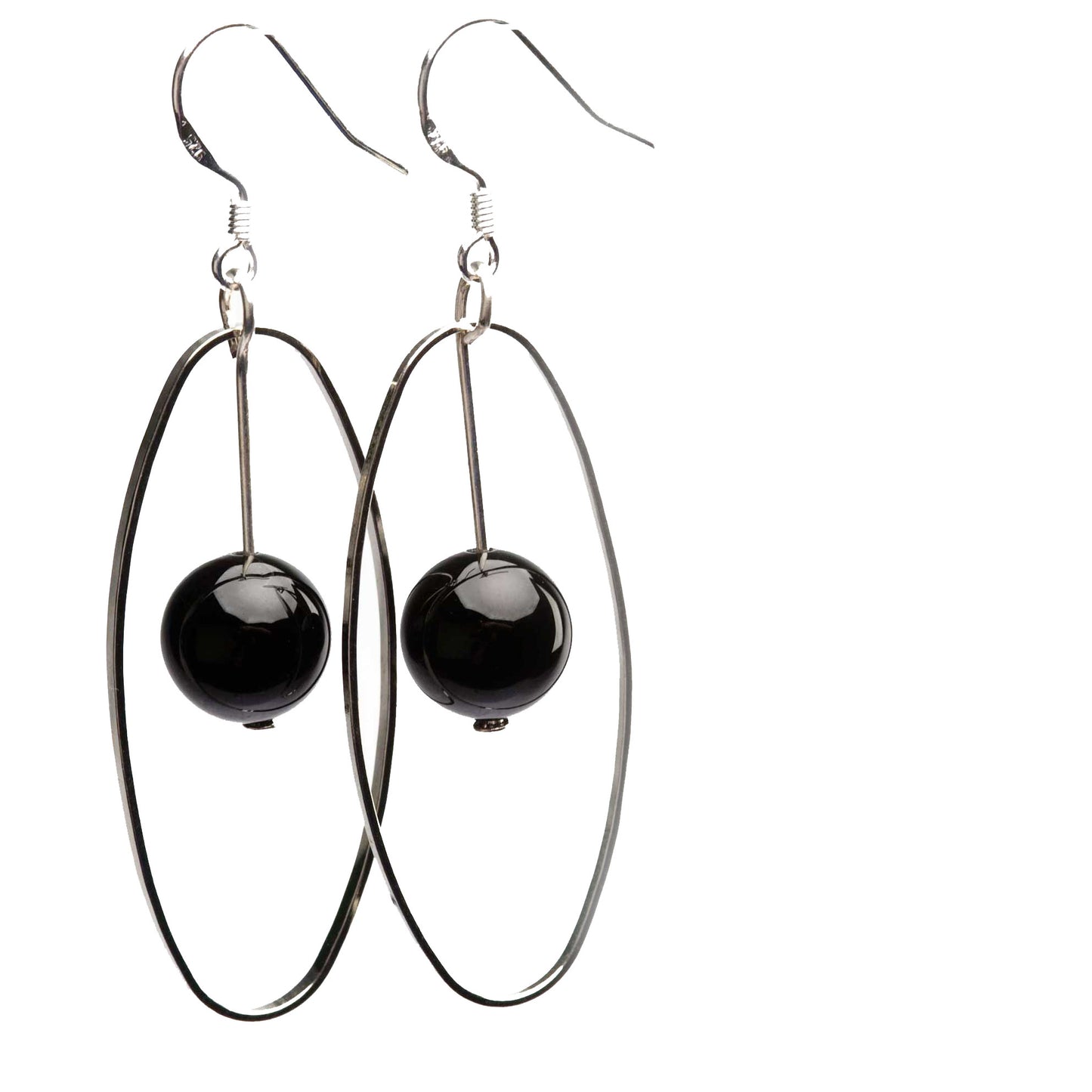 Elemental Gemstone Earrings Black Onyx Sterling Silver