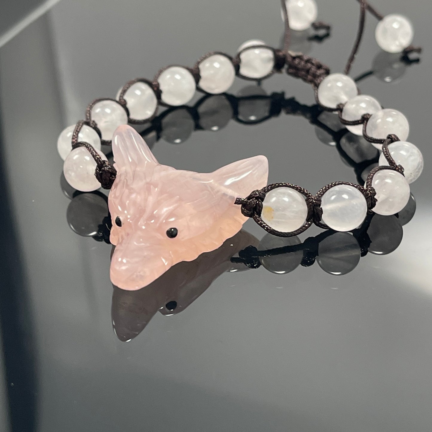 Wolf Spirit Animal Gemstone woven bracelet