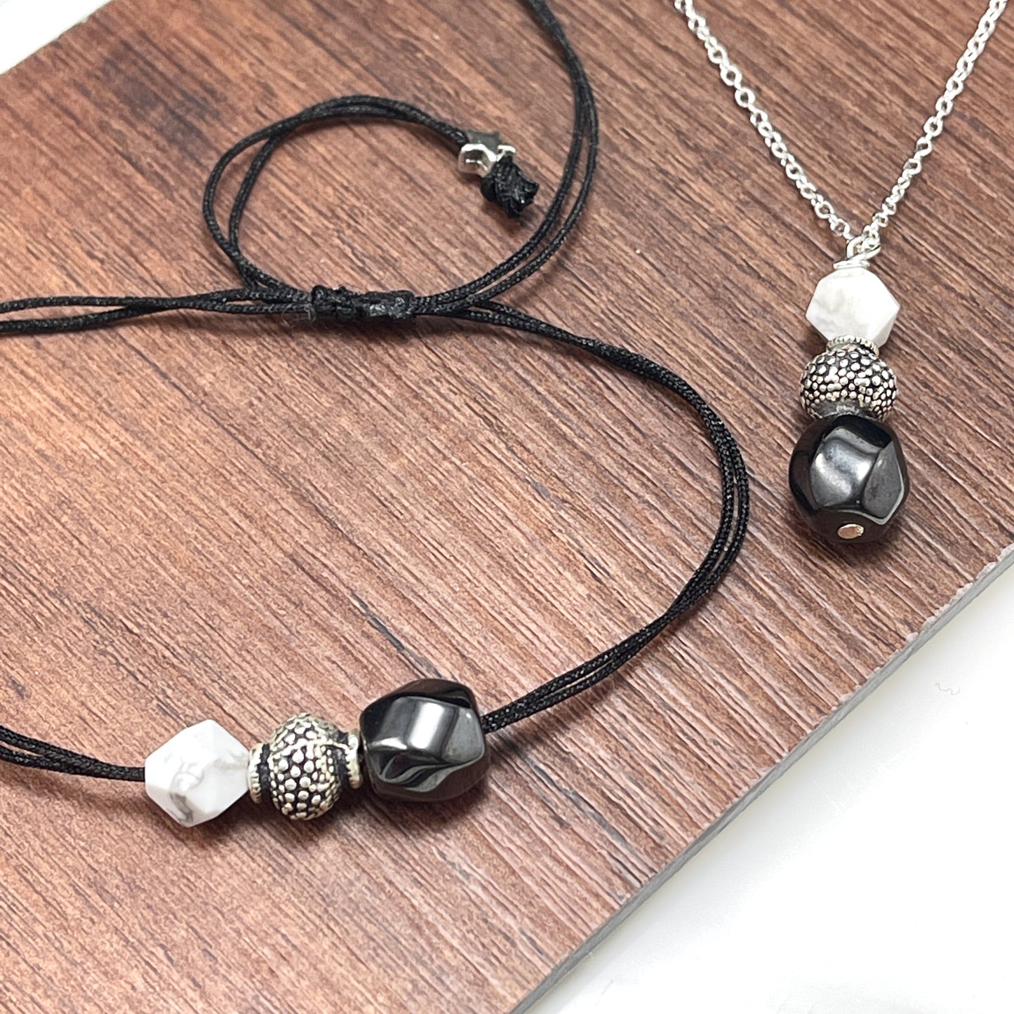 Hematite and Howlite Necklace for Peace and Contentment