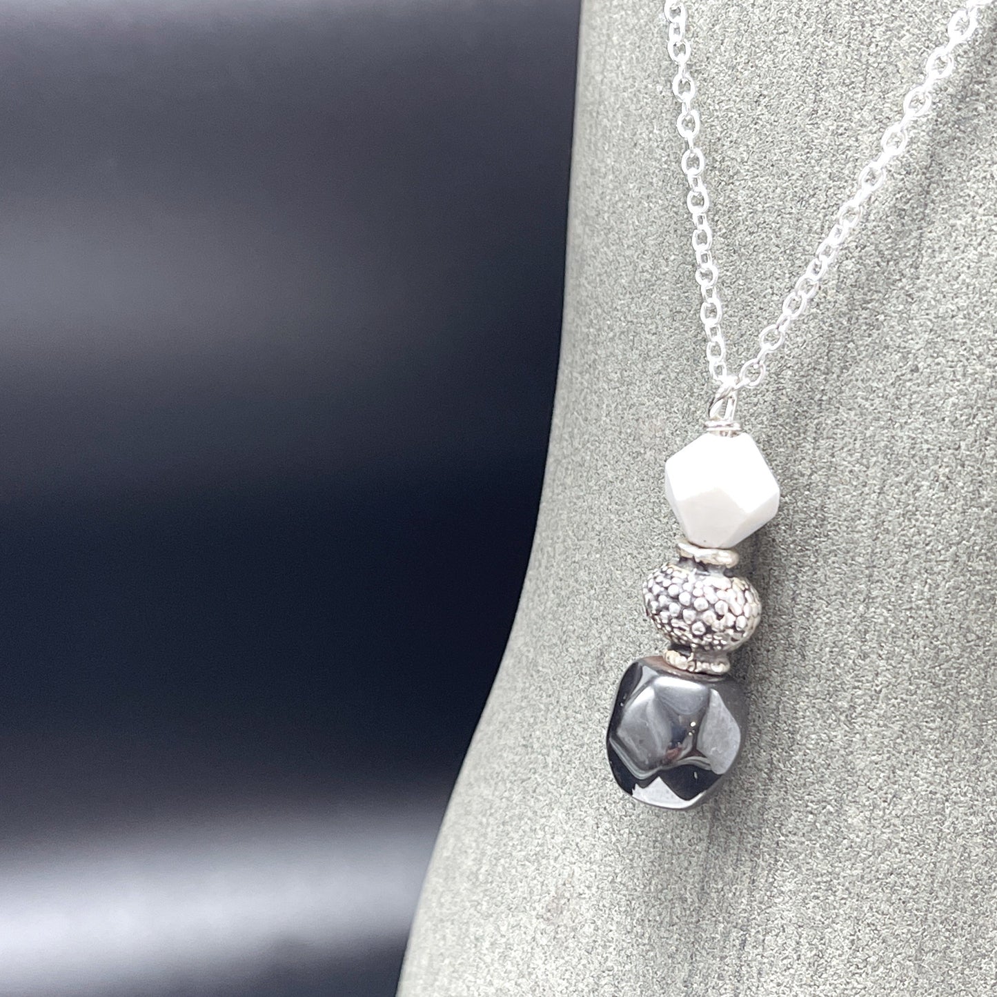 Hematite and Howlite Necklace for Peace and Contentment