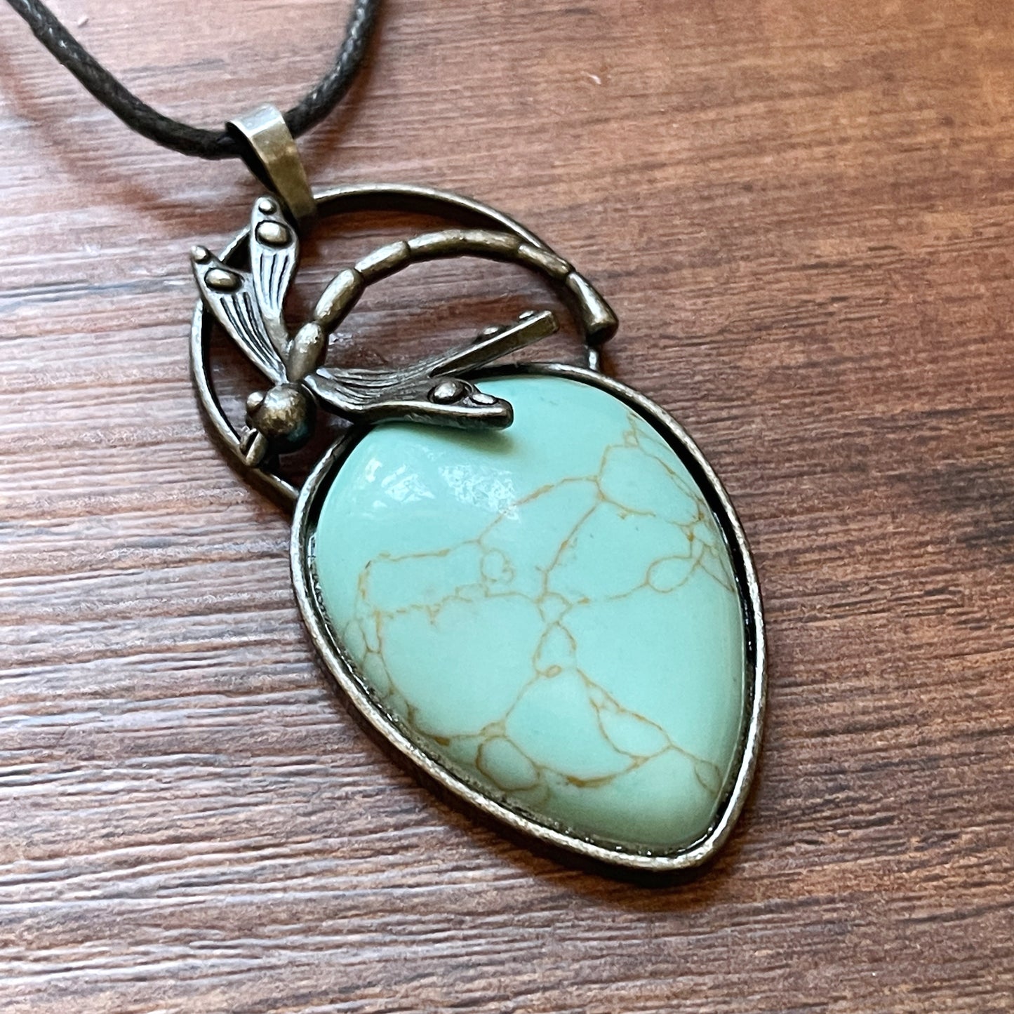 Dragonfly Gemstone Pendant Necklace