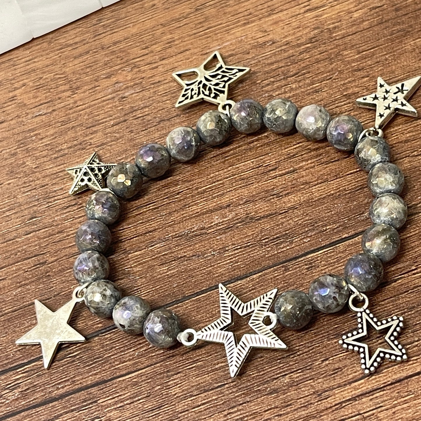 Faceted labradorite lucky star bracelet