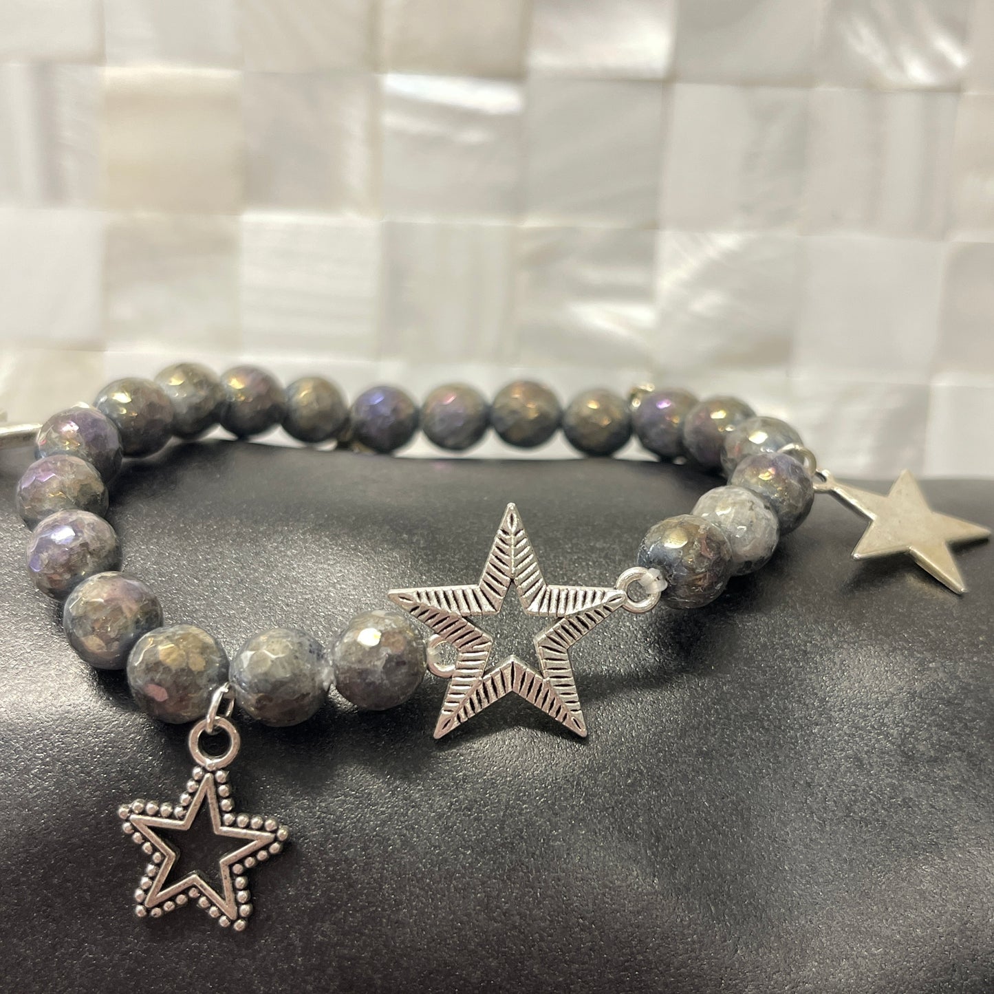 Faceted labradorite lucky star bracelet