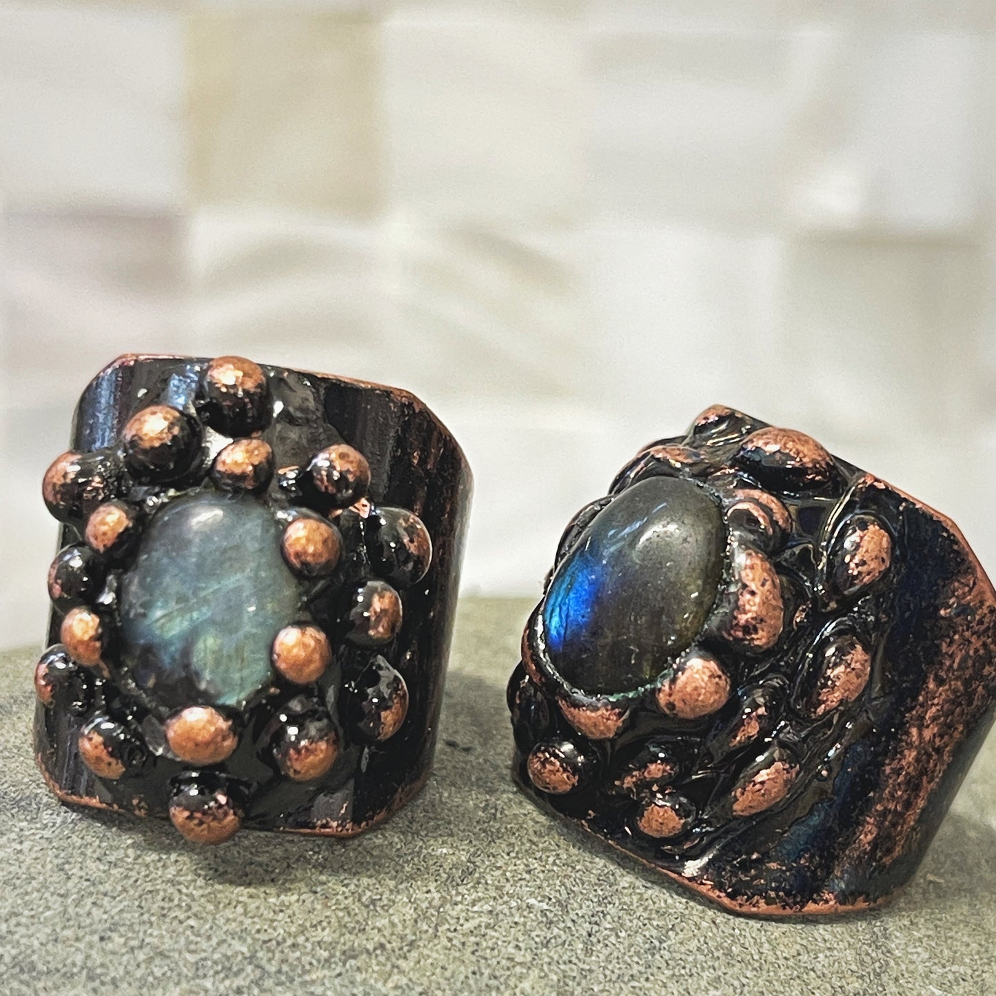 Copper Labradorite Shield Ring