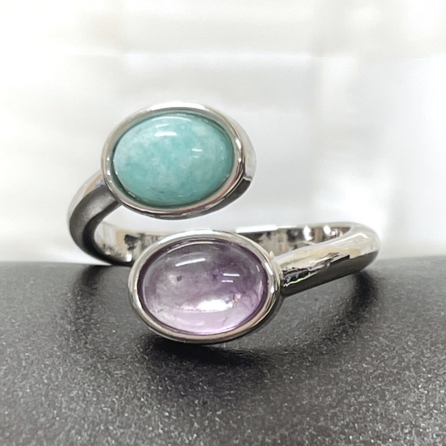 Soothing Amethyst and Amazonite Ring