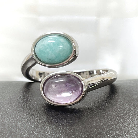 Soothing Amethyst and Amazonite Ring