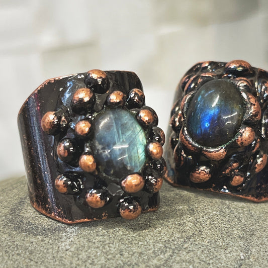 Copper Labradorite Shield Ring
