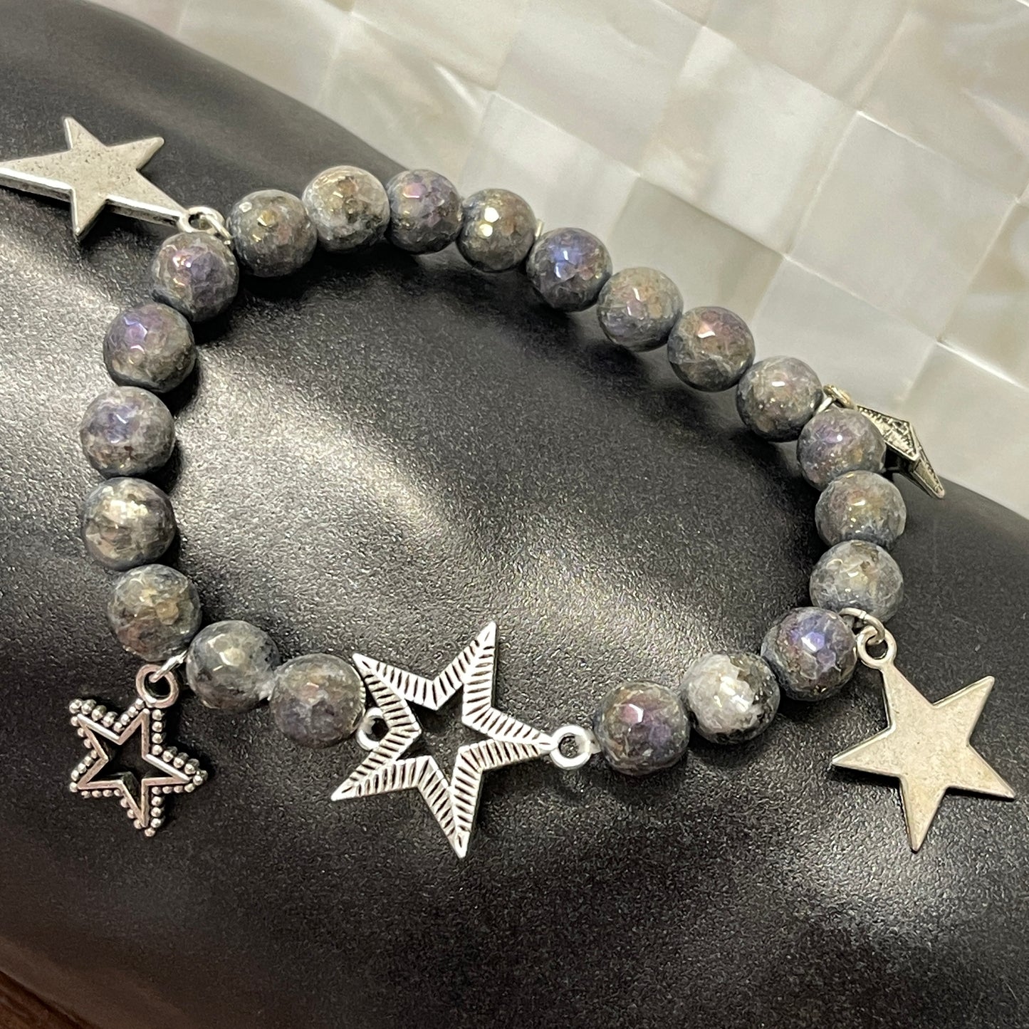 Faceted labradorite lucky star bracelet