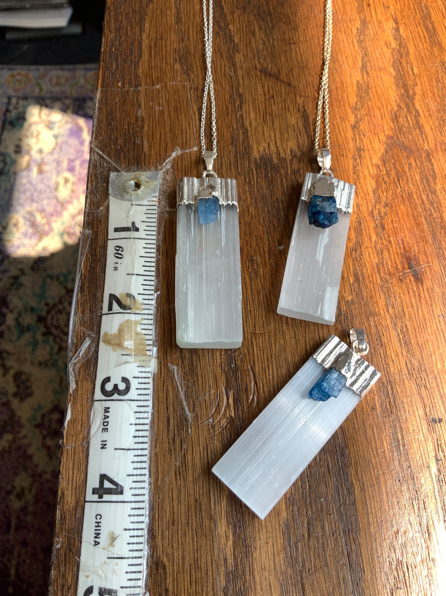 Blue Apatite Selenite Necklace