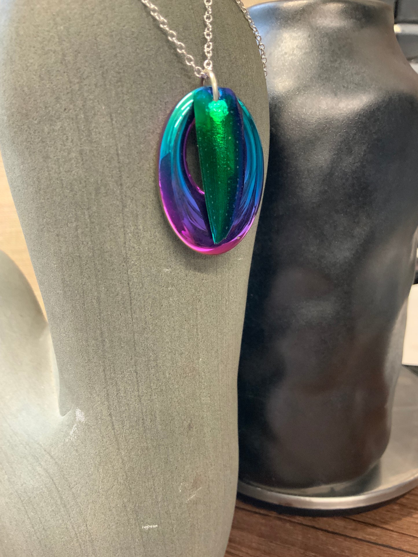 Rainbow Hematite Jewel Wing  Necklace