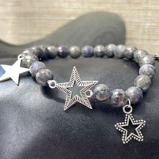 Faceted labradorite lucky star bracelet