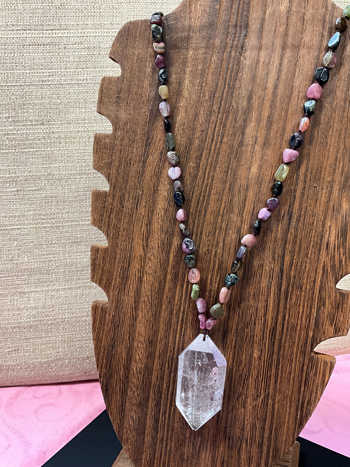 Colorful Tourmaline Double Power Crystal Necklace