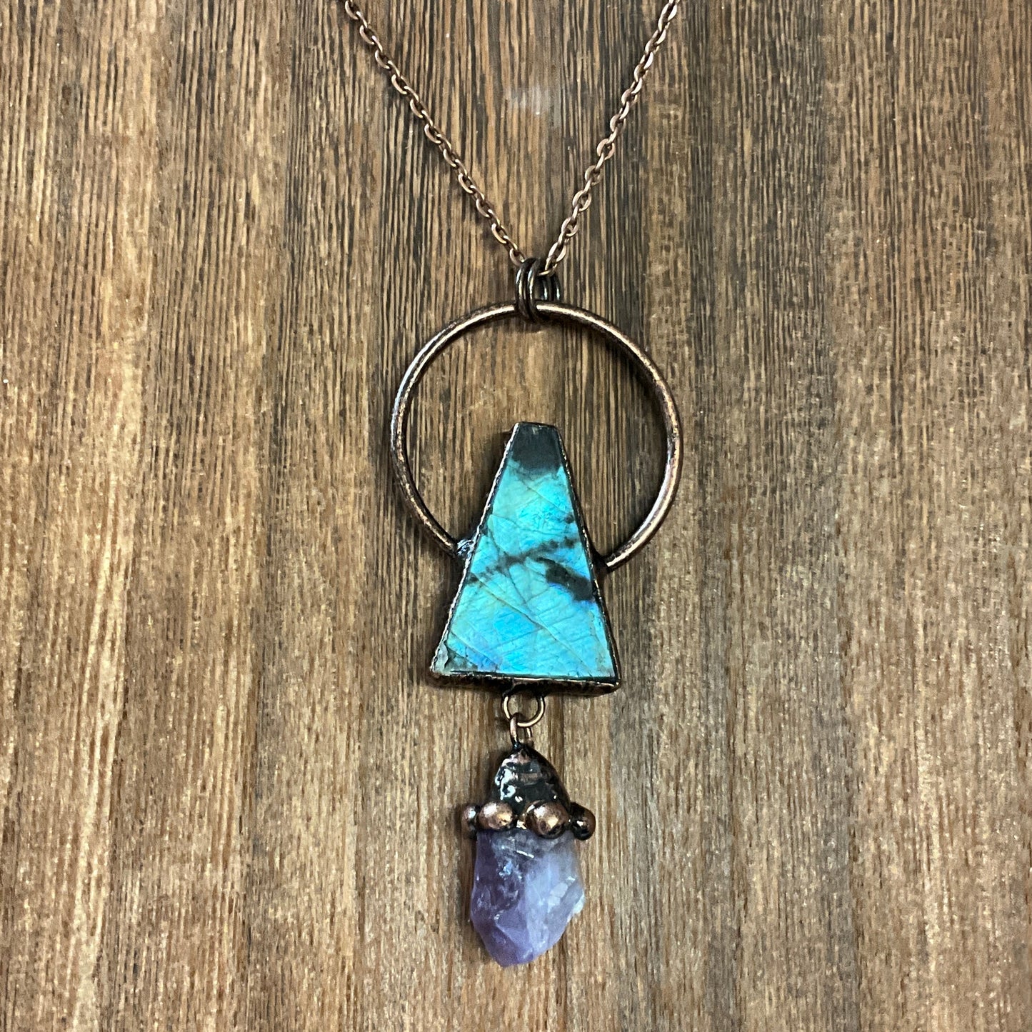 Trinity Labradorite and Amethyst Necklace
