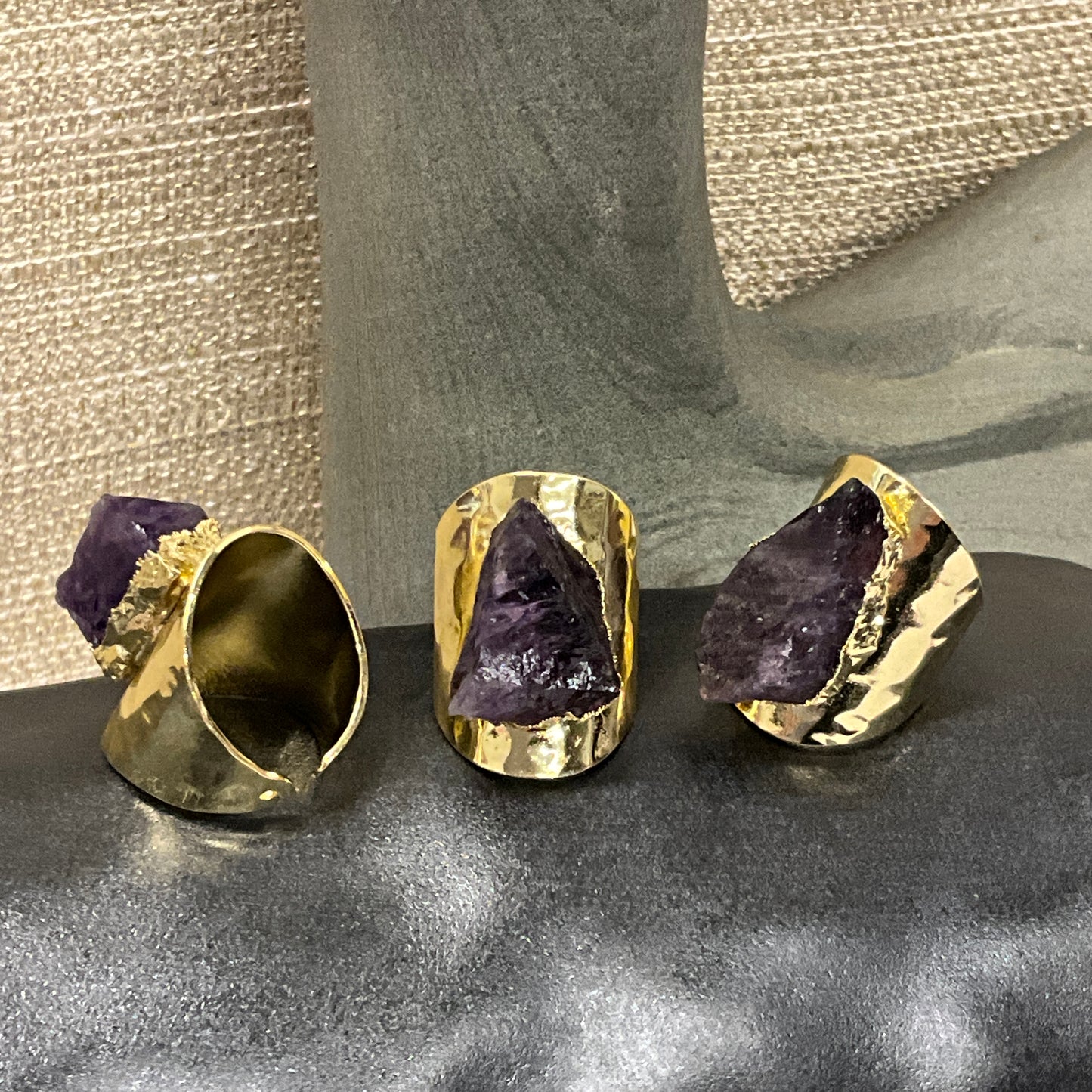 Gold Amethyst Statement Ring