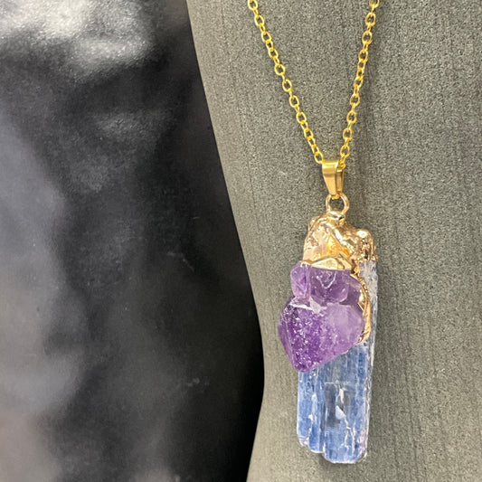 Blue Kyanite and Amethyst 'Potent Pairing' Necklace