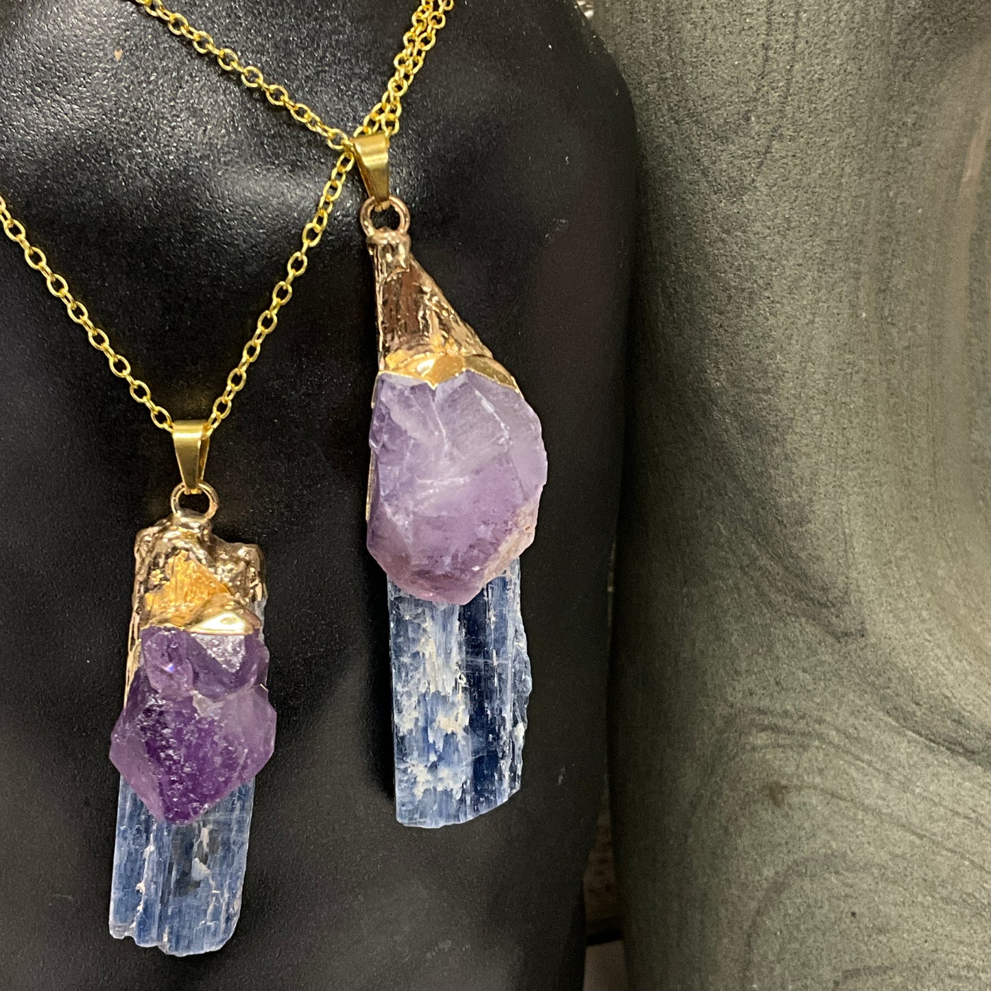 Blue Kyanite and Amethyst 'Potent Pairing' Necklace