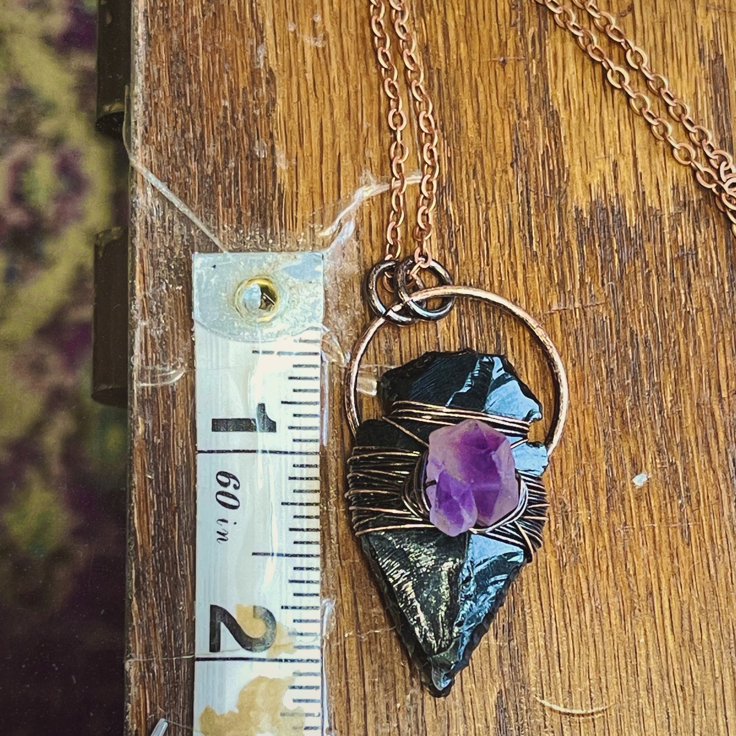 Black Obsidian & Amethyst Arrowhead necklace