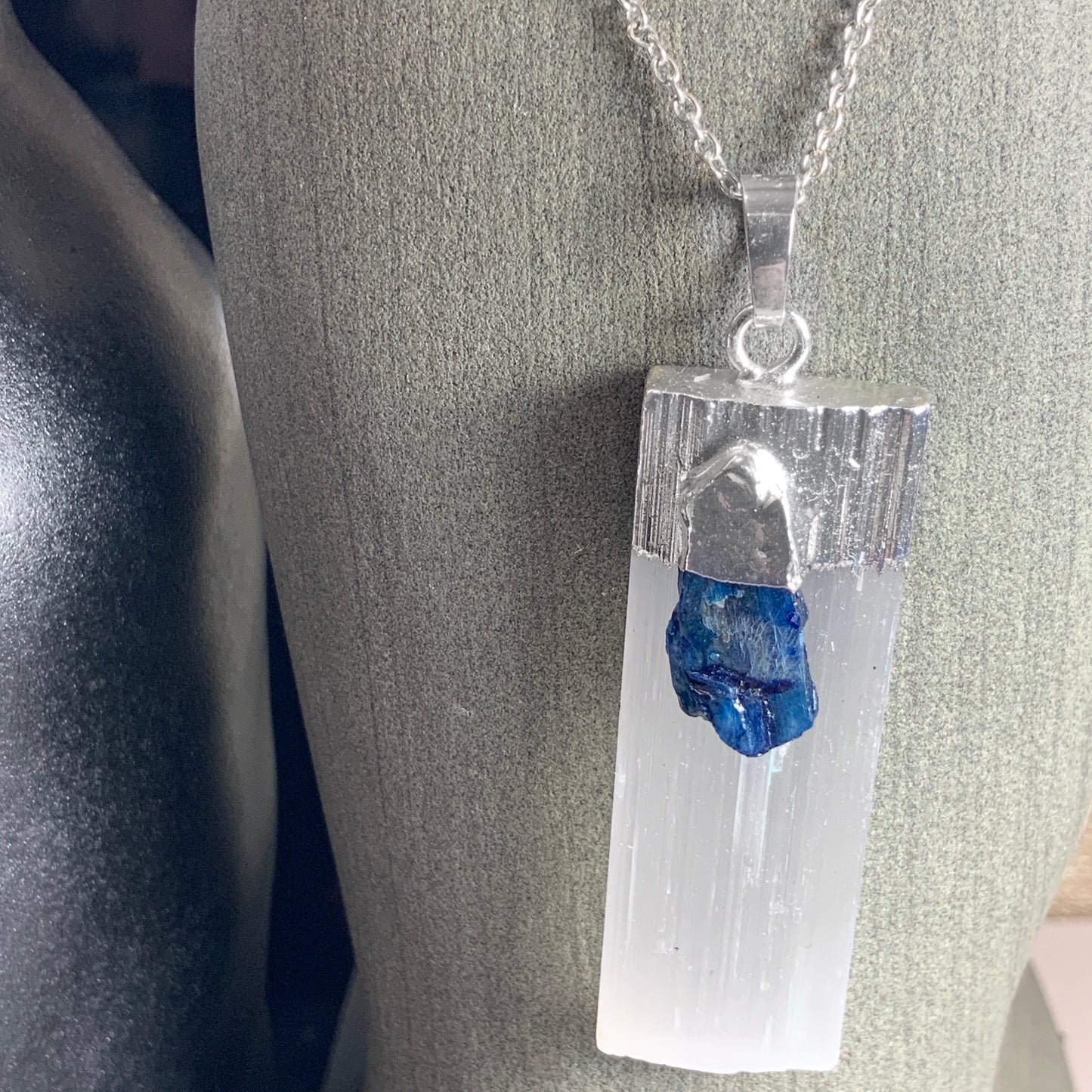 Blue Apatite Selenite Necklace