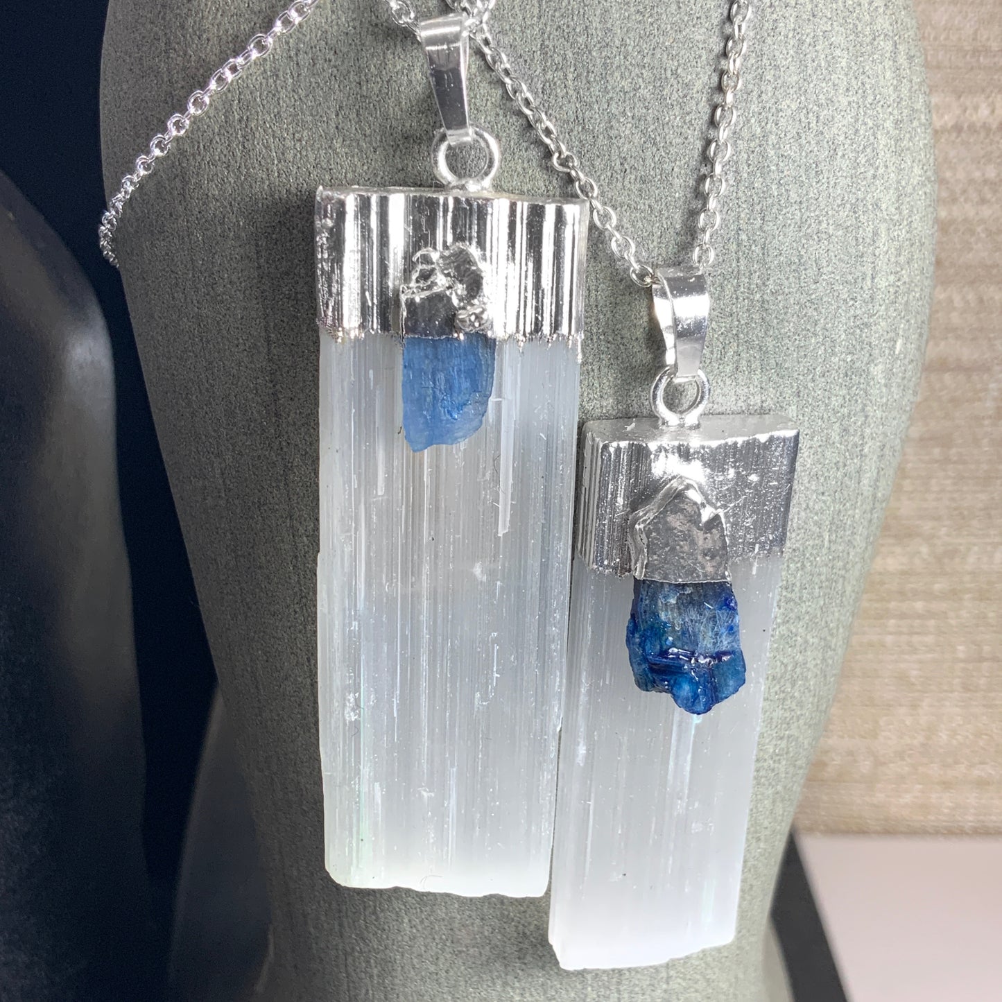 Blue Apatite Selenite Necklace