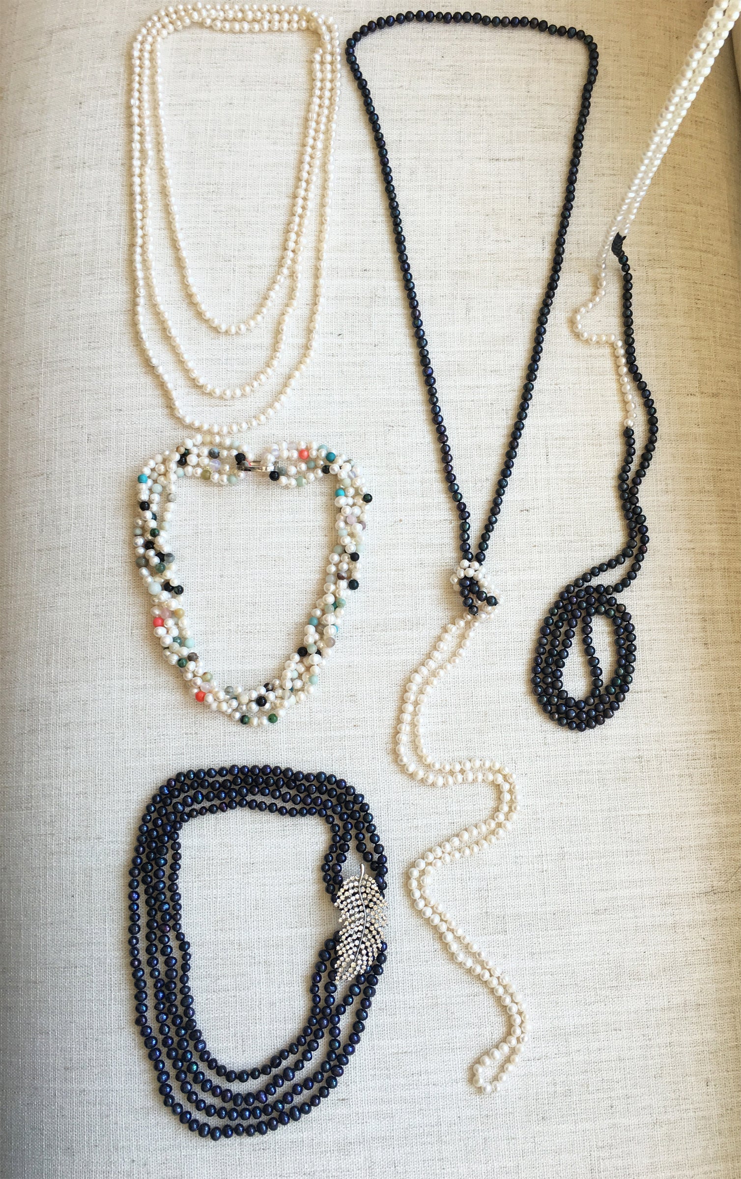 Gatsby Pearl Rope Necklace Jazz Age Art Deco Color Options