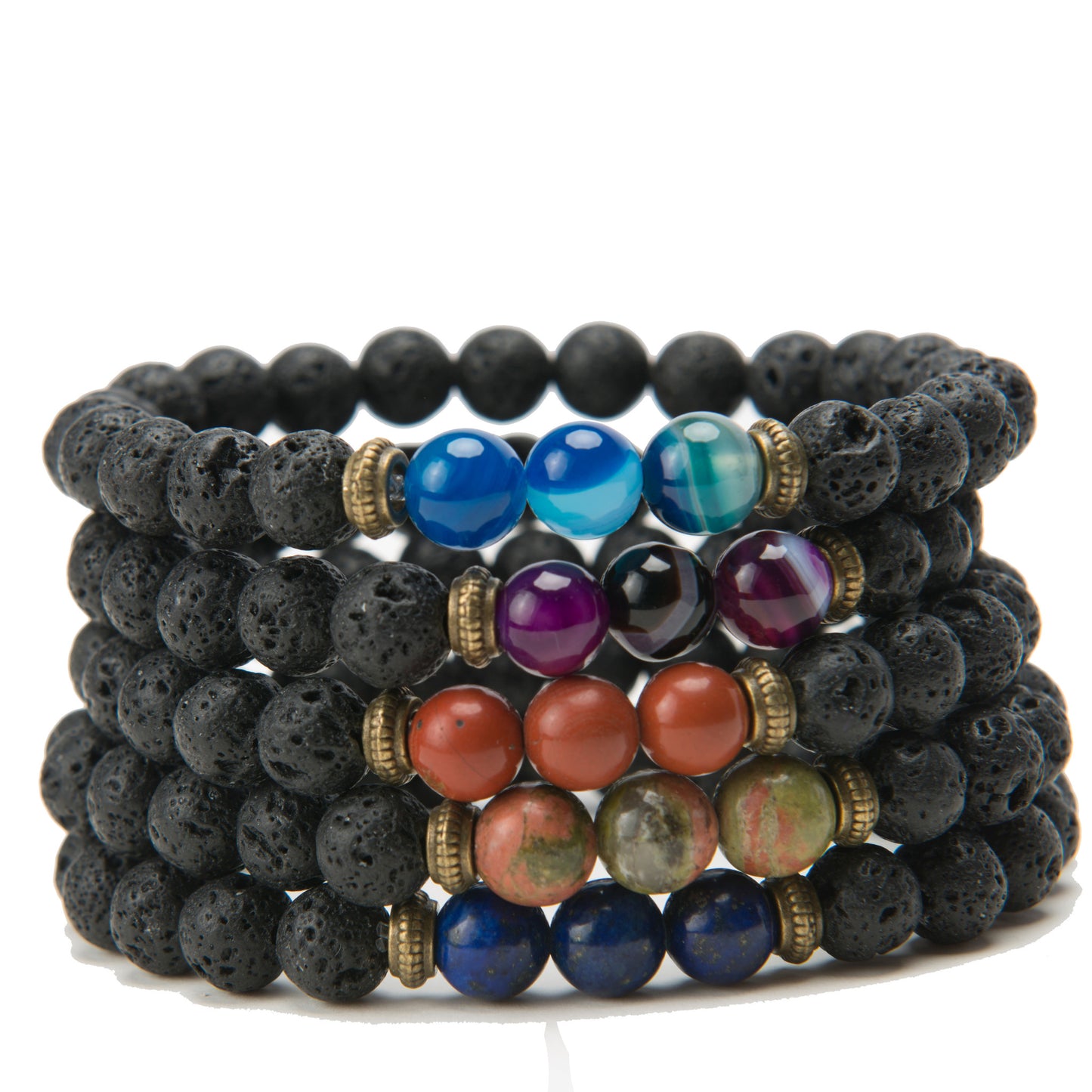 Seraphina Lava Stone Stacking Bracelets