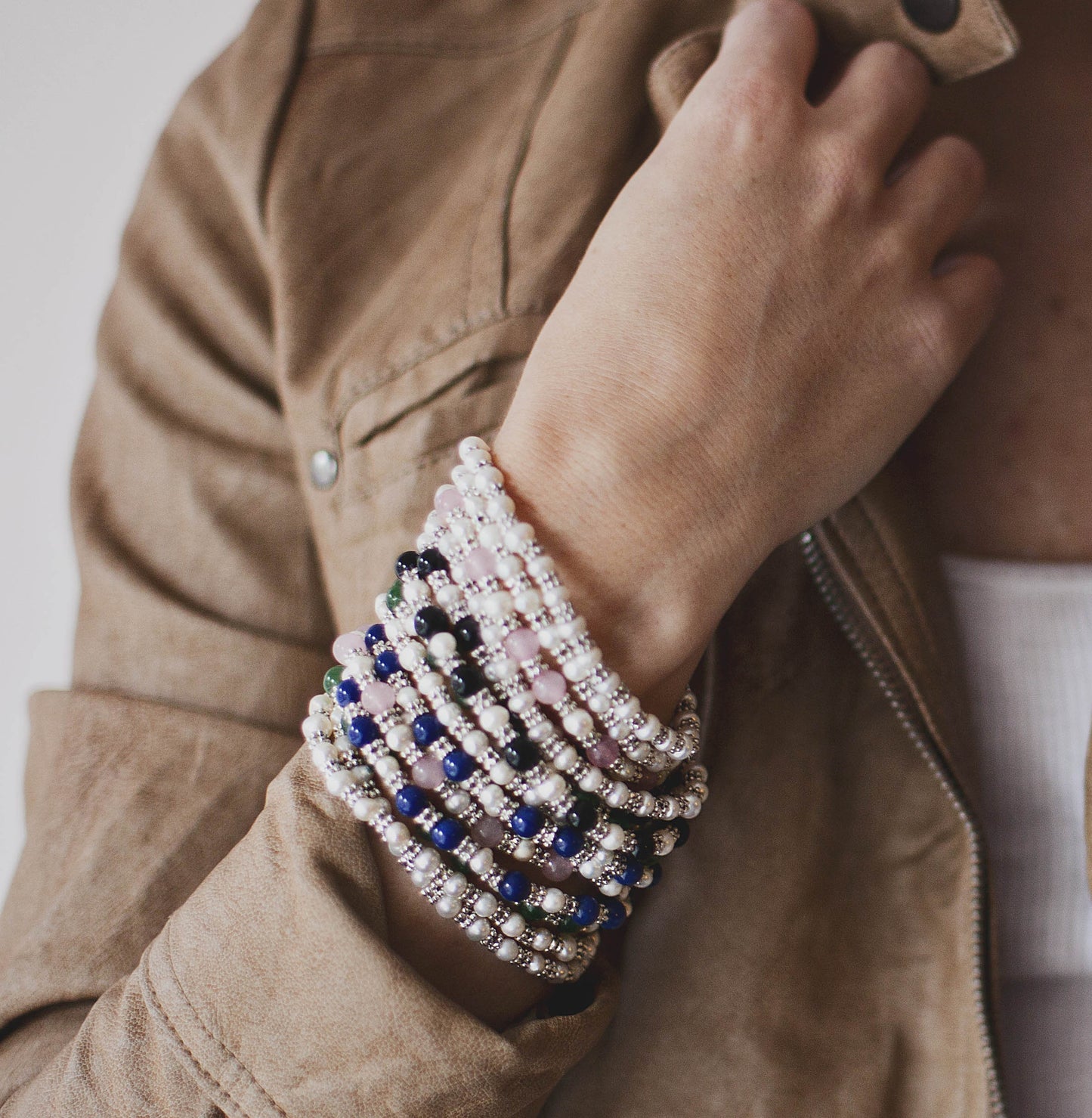 Lana Gemstone and Tibetan Silver Stacking Bracelets