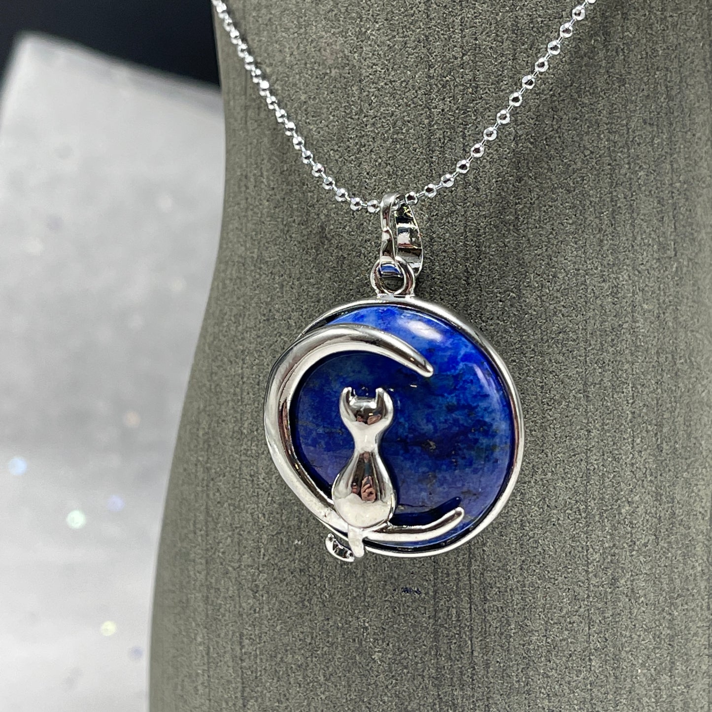 Luna Cat Gemstone Pendant Necklace