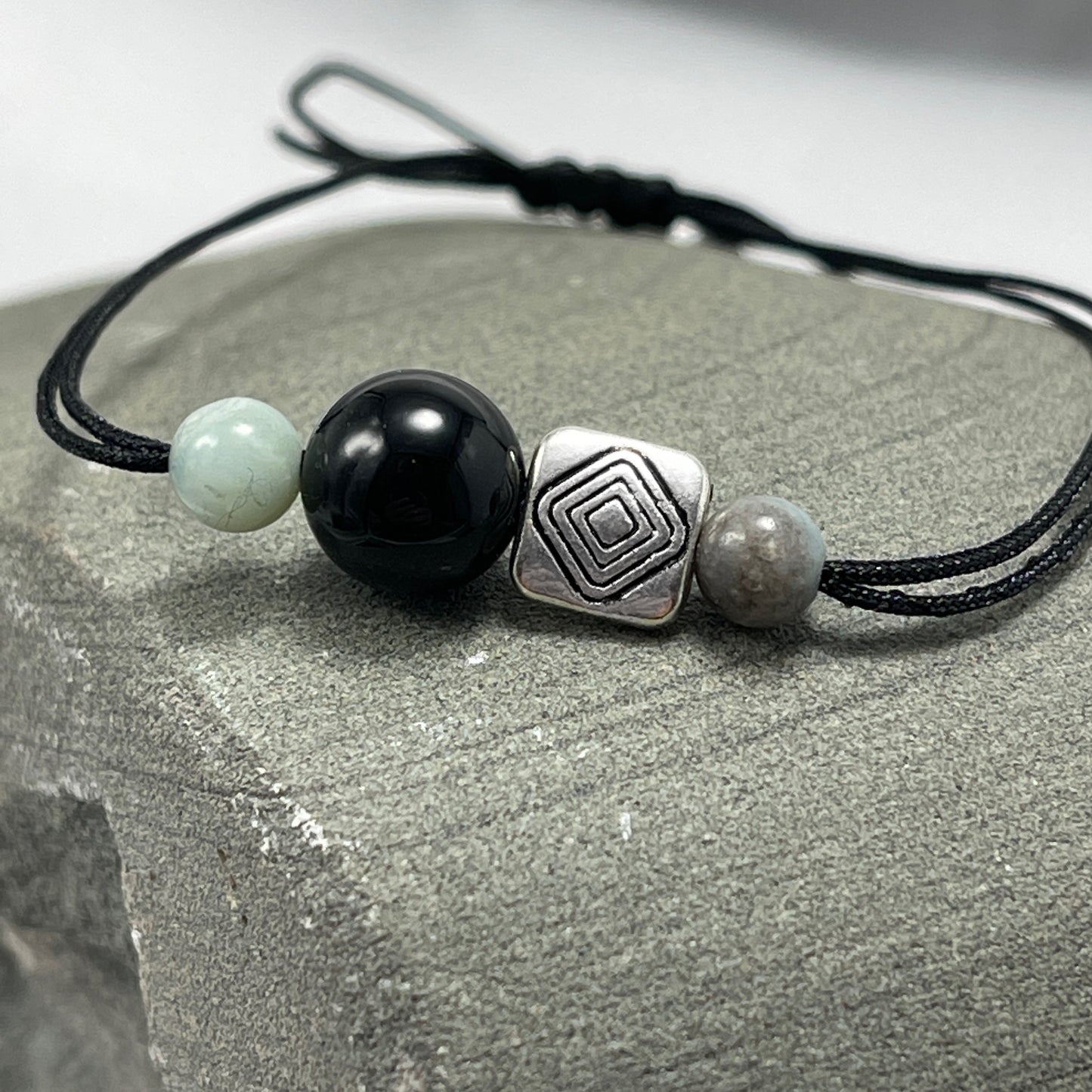 Amazonite and onyx Bracelet for protection and calm