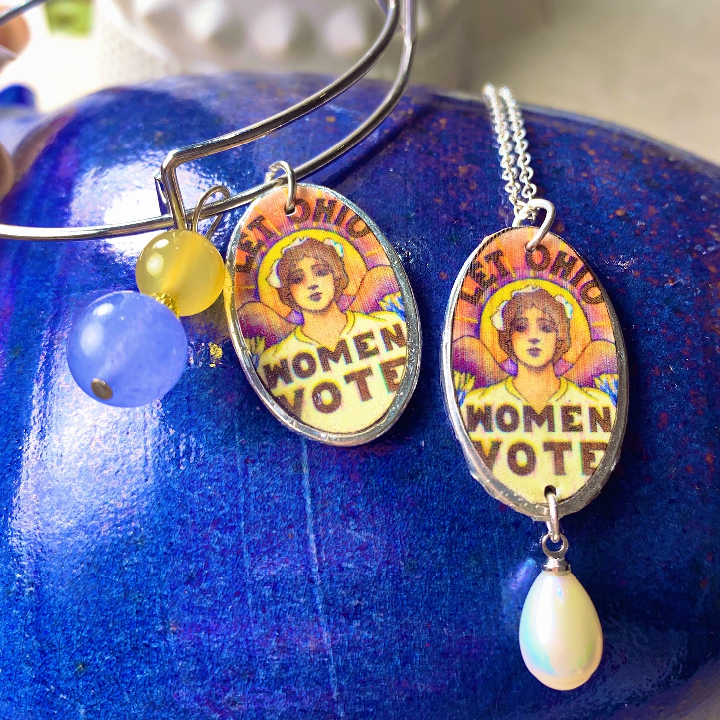 Let Ohio Women Vote Pearl Pendant Necklace