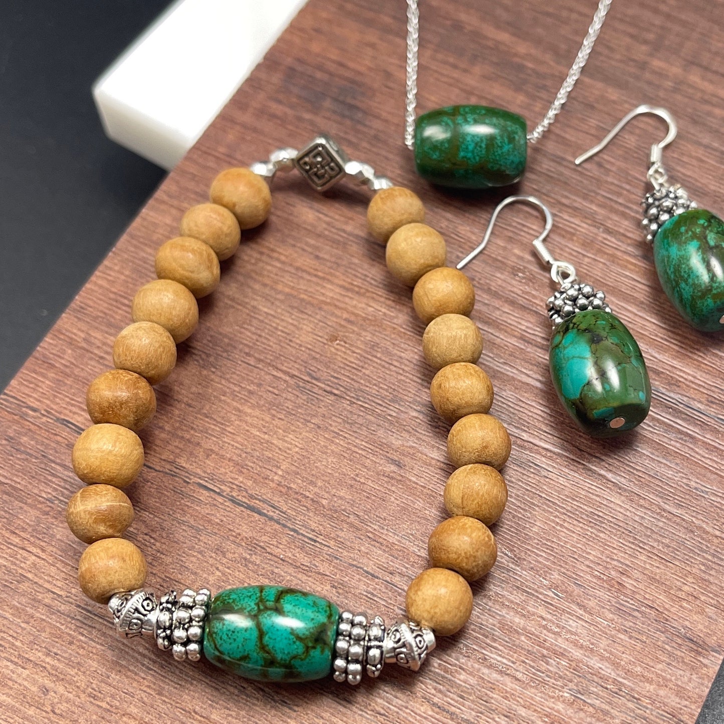 Sandalwood & Turquoise Healing Mala Bracelet