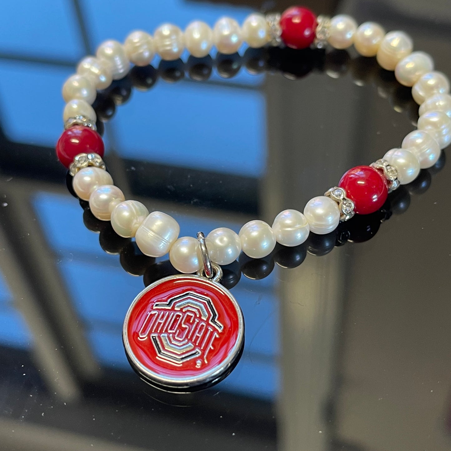 Ohio State Buckeye Pearl Bracelets