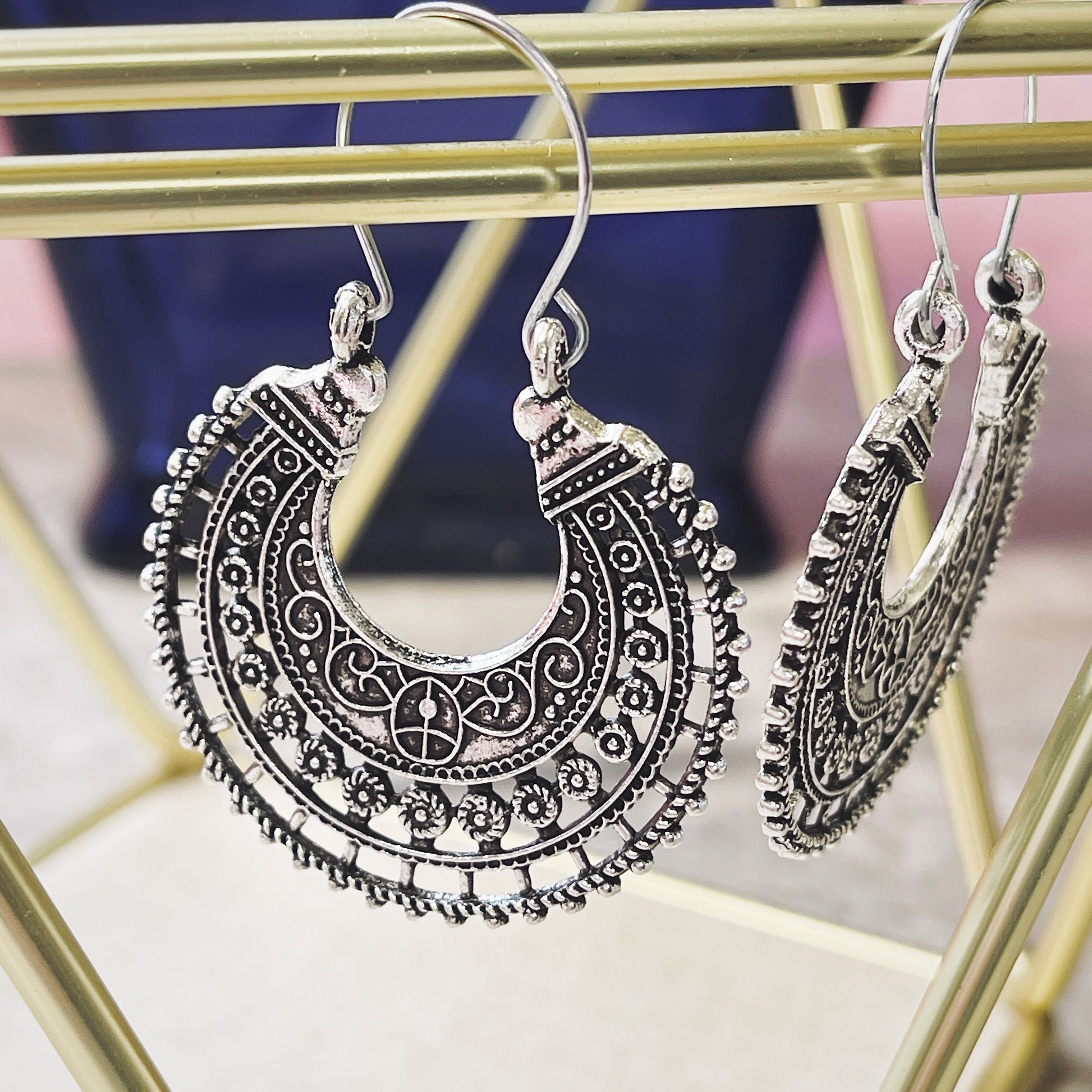 Dakota Bali Silver Boho Hoop Earrings – Peace Love Bling