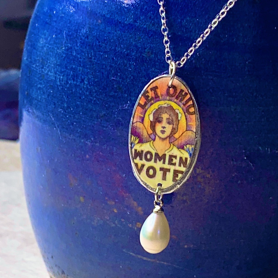 Let Ohio Women Vote Pearl Pendant Necklace