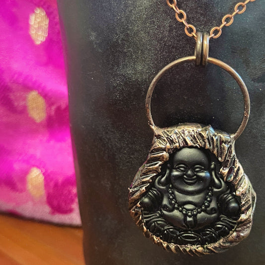 Black Obsidian Buddha Pendant Necklace