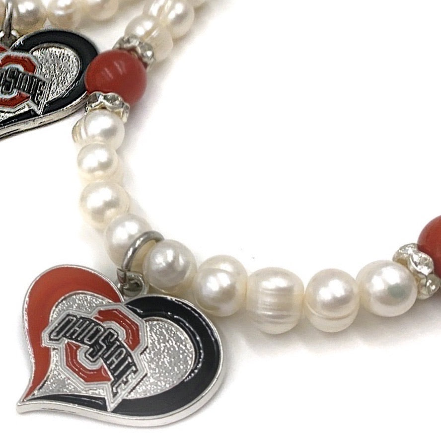 Ohio State Buckeye Pearl Bracelets