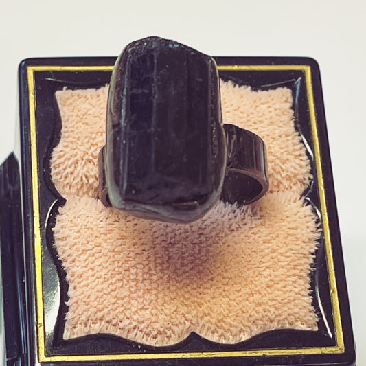 Raw Black Tourmaline Copper Ring