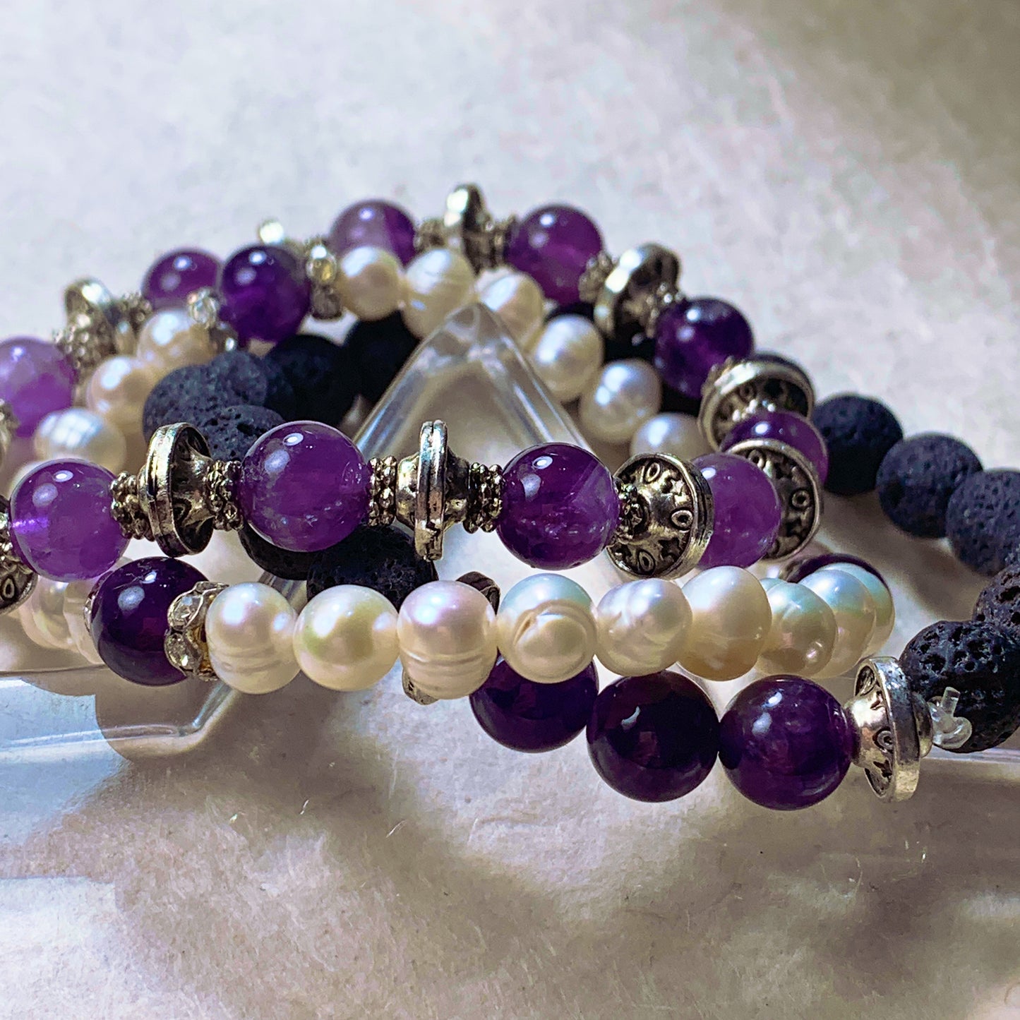 Lana Gemstone and Tibetan Silver Stacking Bracelets