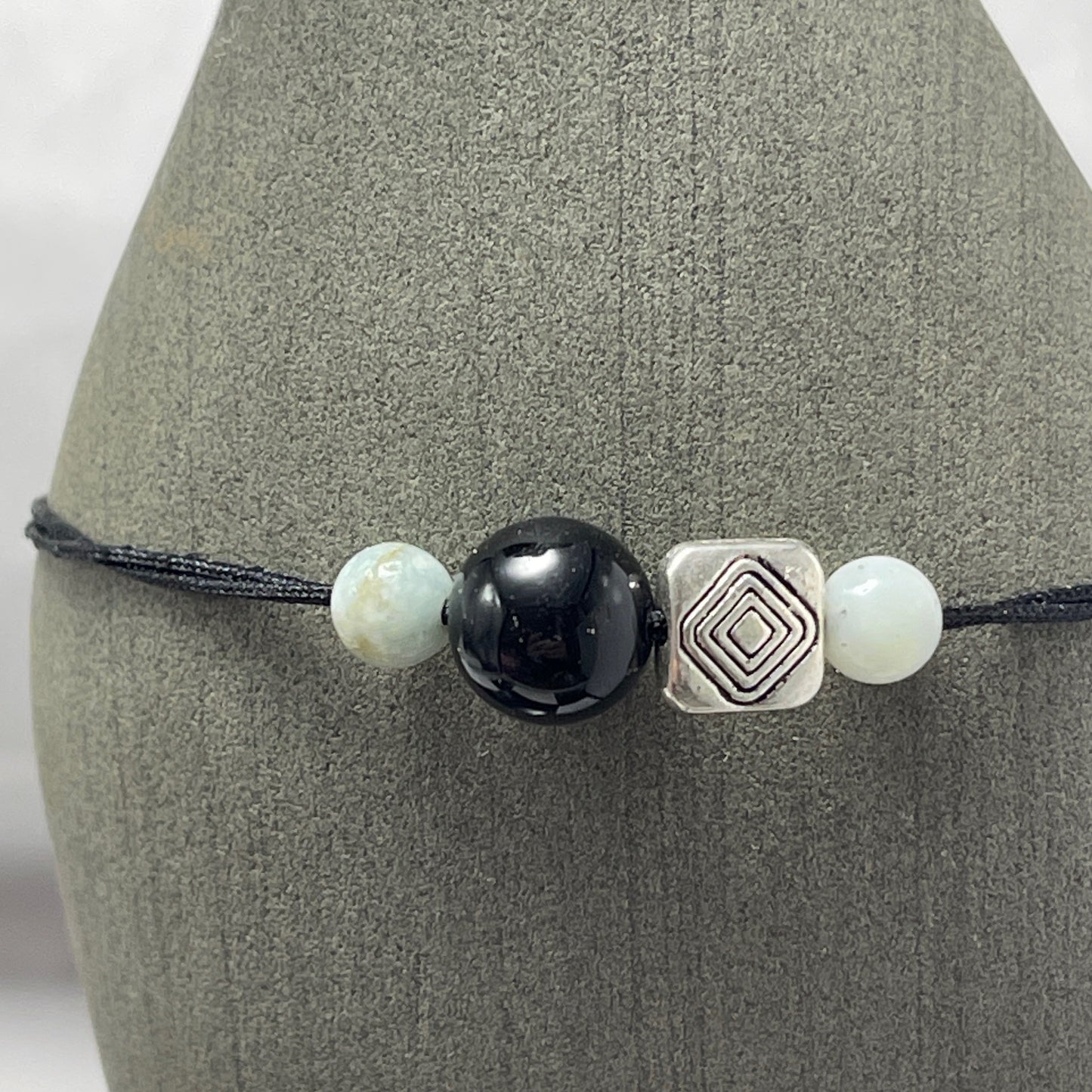 Amazonite and onyx Bracelet for protection and calm