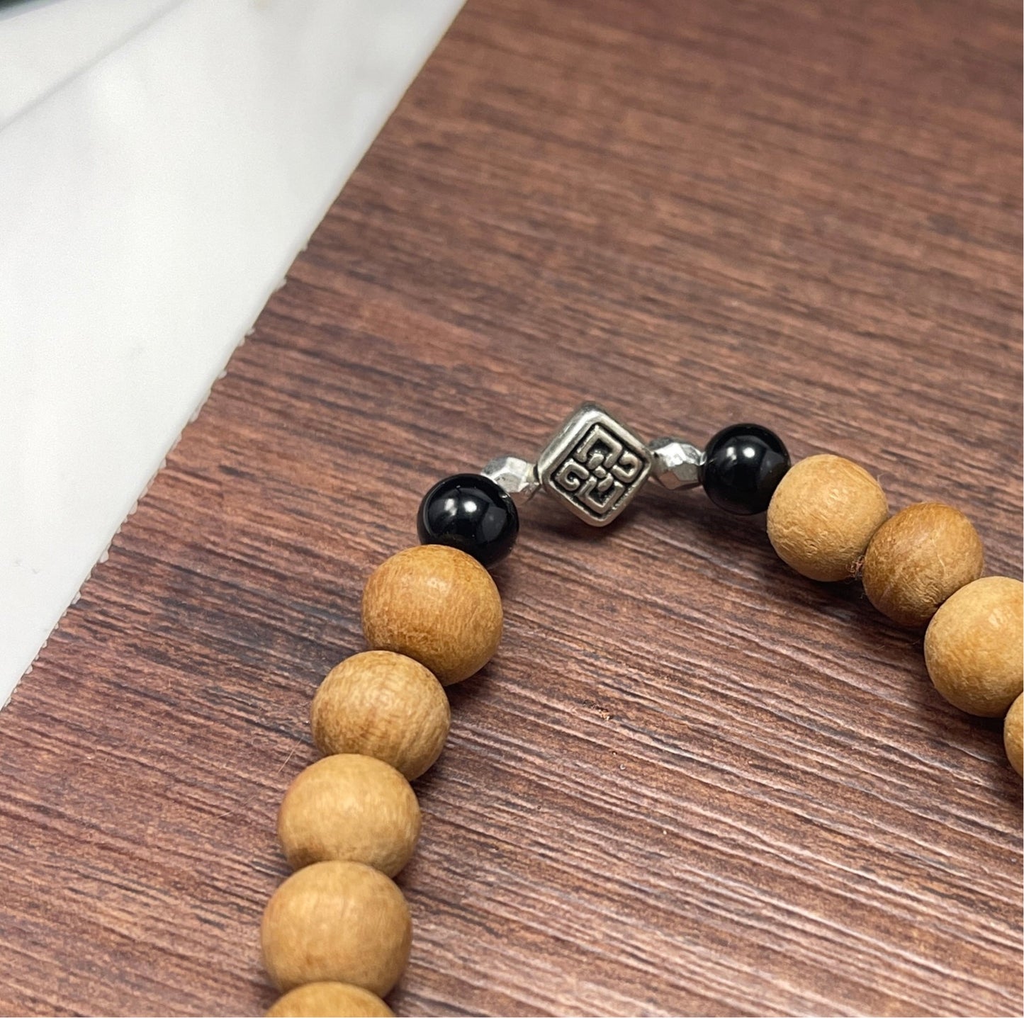 Wolf Black Obsidian Sandalwood bracelet