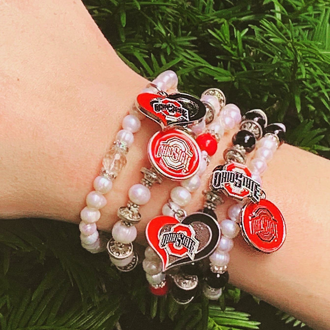 Ohio State Buckeye Pearl Bracelets