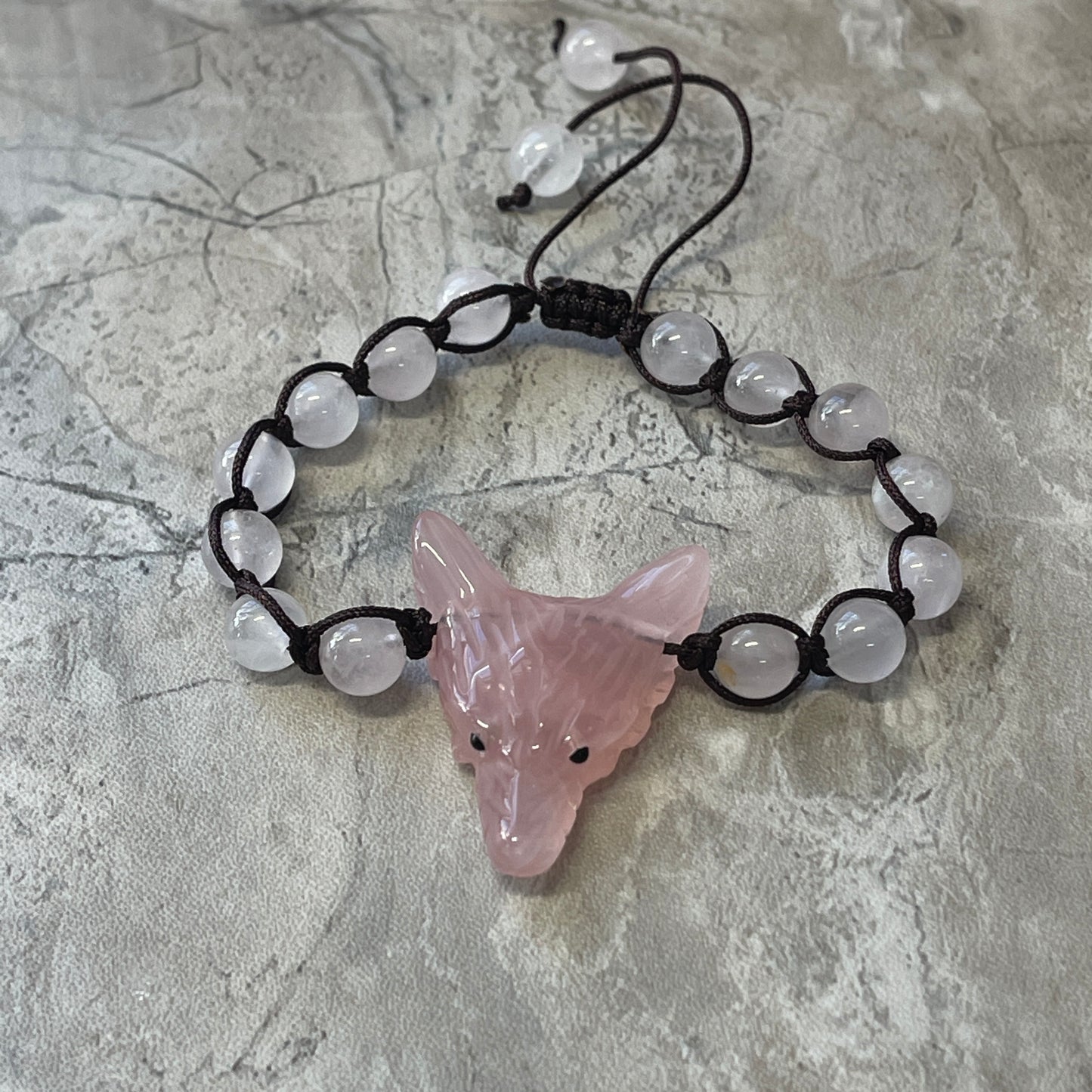 Wolf Spirit Animal Gemstone woven bracelet